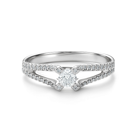 Inel din aur alb cu pietre Diamant