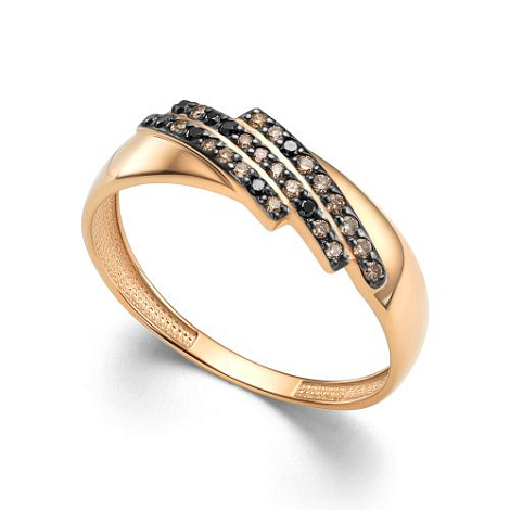 Inel din aur roșu cu pietre Diamant negru, Diamant Cognac