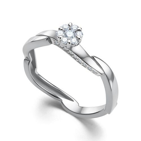 Inel din aur alb cu pietre Diamant