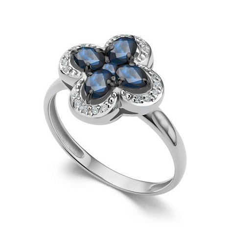 Inel din aur alb cu pietre Diamant, Safir