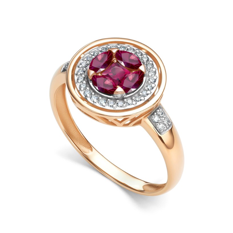 Кольцо из красного золота с камнями Бриллиант, Рубин