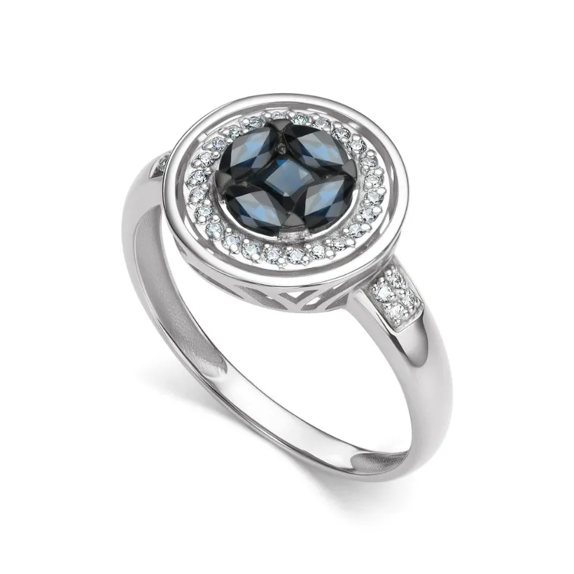 Inel din aur alb cu Diamant, Safir
