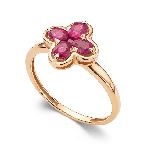 Кольцо из красного золота с камнями Рубин