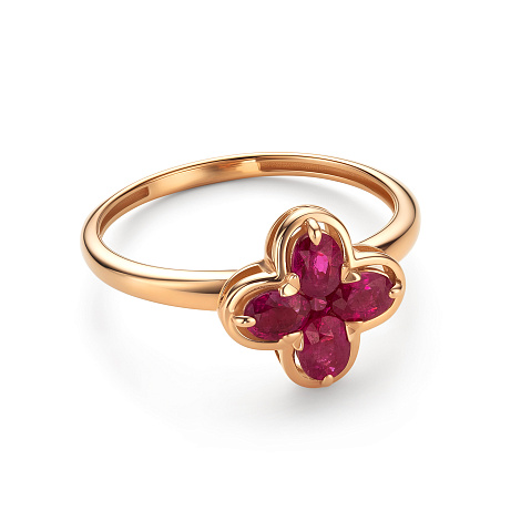 Кольцо из красного золота с камнями Рубин
