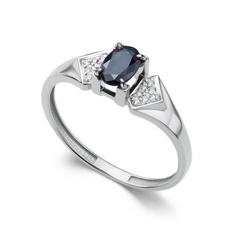 Inel din aur alb cu pietre Diamant, Safir