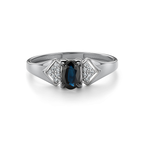 Inel din aur alb cu pietre Diamant, Safir