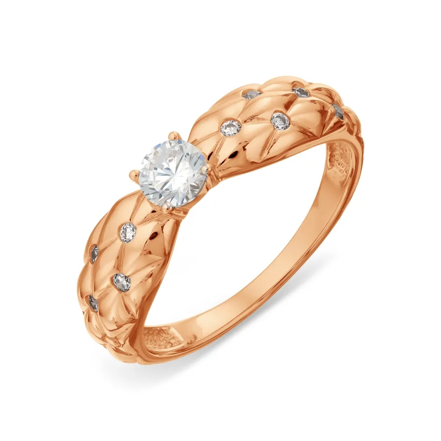 Inel din aur roșu cu Cubic Zirconia Incolor