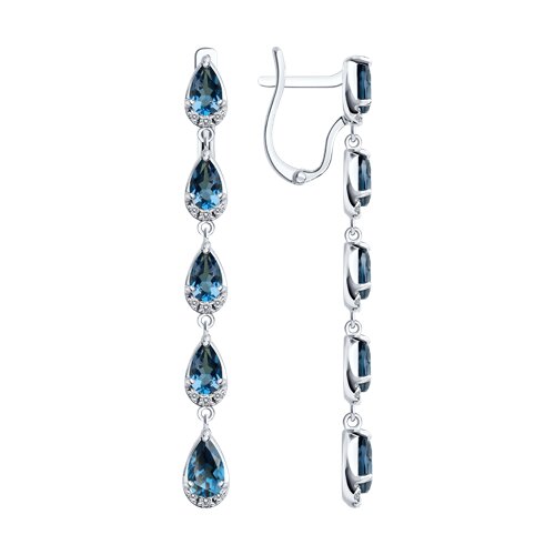 Cercei Suspendați din aur alb cu pietre Cubic Zirconia Incolor, Topaz London