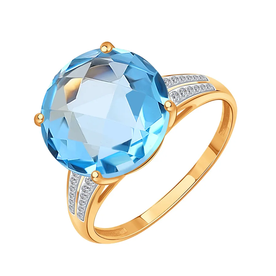Inel din aur roșu cu Diamant, Topaz