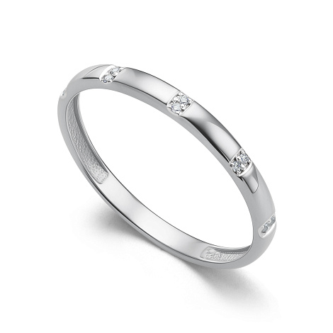 Обручальное кольцо из белого золота с камнями Бриллиант