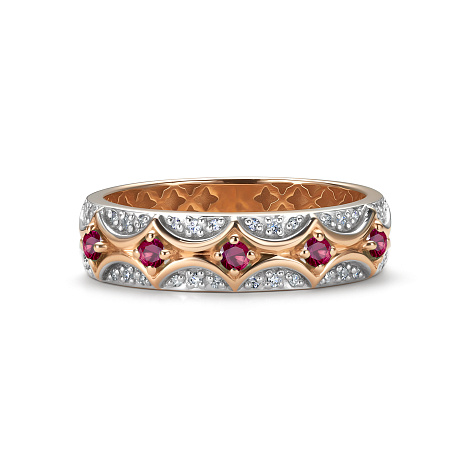 Inel din aur roșu cu pietre Diamant, Rubin