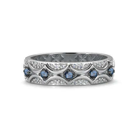 Inel din aur alb cu Diamant, Safir
