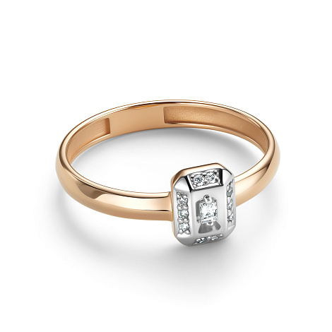 Inel din aur roșu cu pietre Diamant