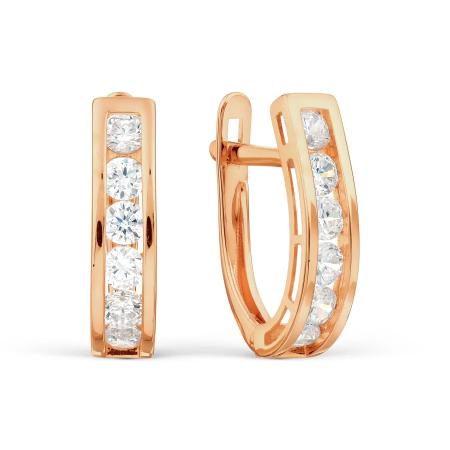 Cercei din aur roșu cu Cubic Zirconia Incolor