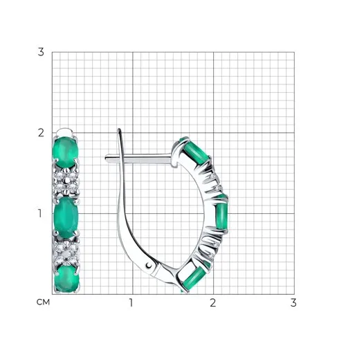 Cercei din argint cu Cubic Zirconia Incolor, Agat verde
