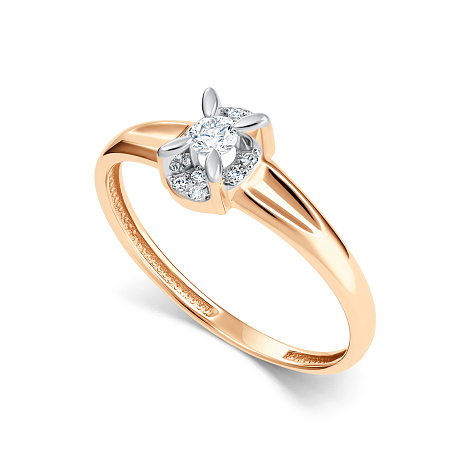 Кольцо из красного золота с камнями Бриллиант