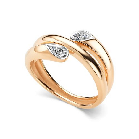 Кольцо из красного золота с камнями Бриллиант