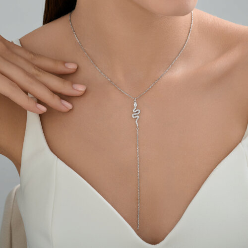 Colier din argint  cu pietre Cubic Zirconia Incolor