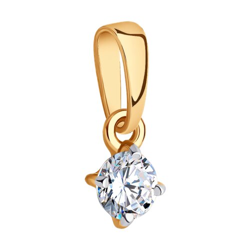 Pandantiv din aur roșu cu pietre Cubic Zirconia Incolor