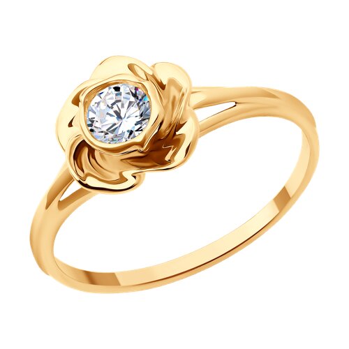 Inel din aur roșu cu pietre Cubic Zirconia Incolor