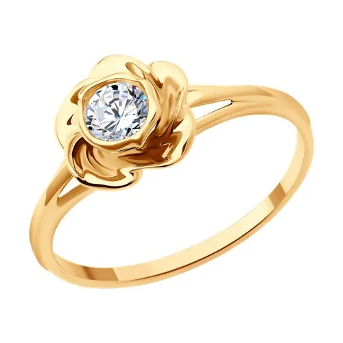 Inel din aur roșu cu Cubic Zirconia Incolor