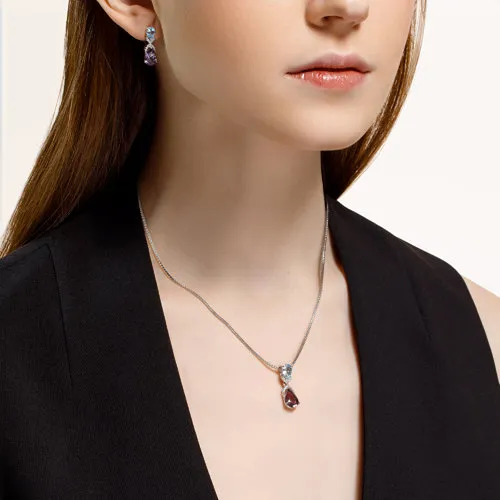Pandantiv din argint cu Cubic Zirconia Incolor, Ametist și Topaz albastru