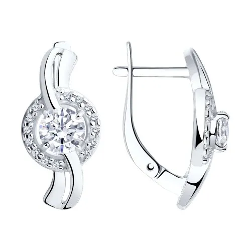 Серьги из серебра с камнями Фианит