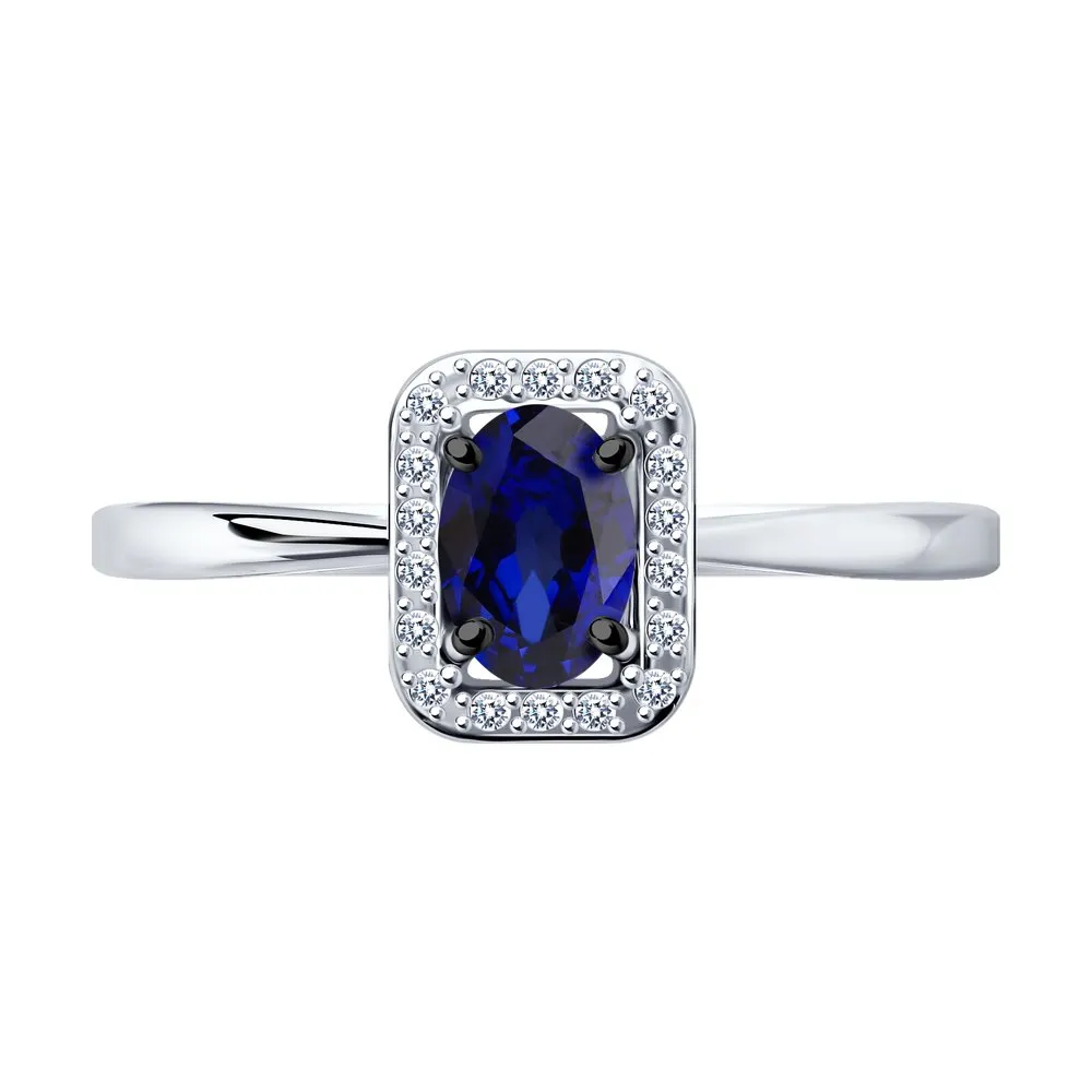 Inel din aur alb cu Diamant, Safir