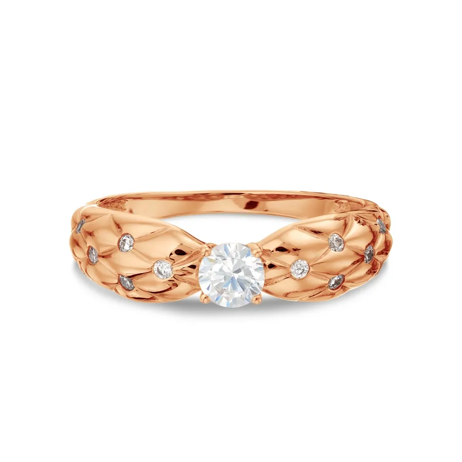 Inel din aur roșu cu Cubic Zirconia Incolor