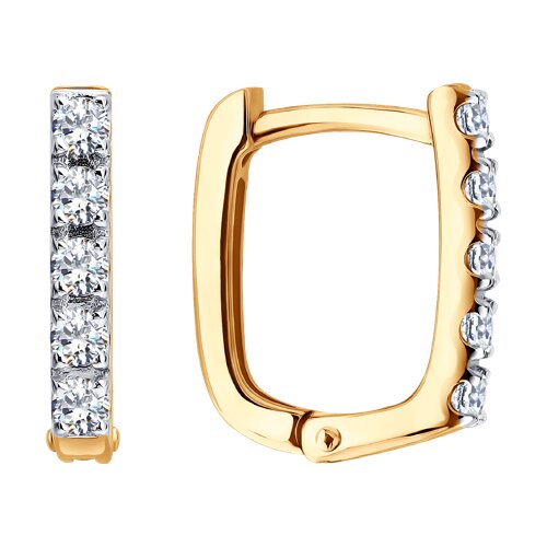 Серьги Конго из красного золота с камнями Фианит