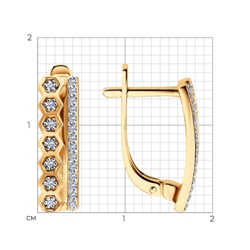 Cercei din aur roșu cu pietre Diamant