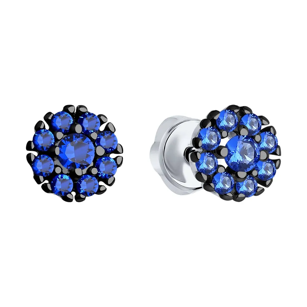 Cercei Pusete din argint cu Cubic Zirconia Albastru Safir