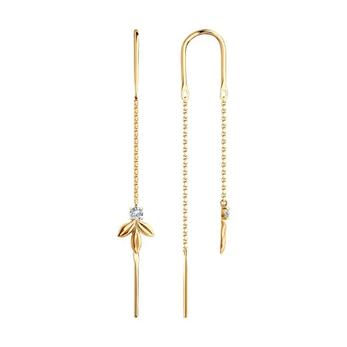 Cercei Lanț din aur roșu cu Cubic Zirconia Incolor