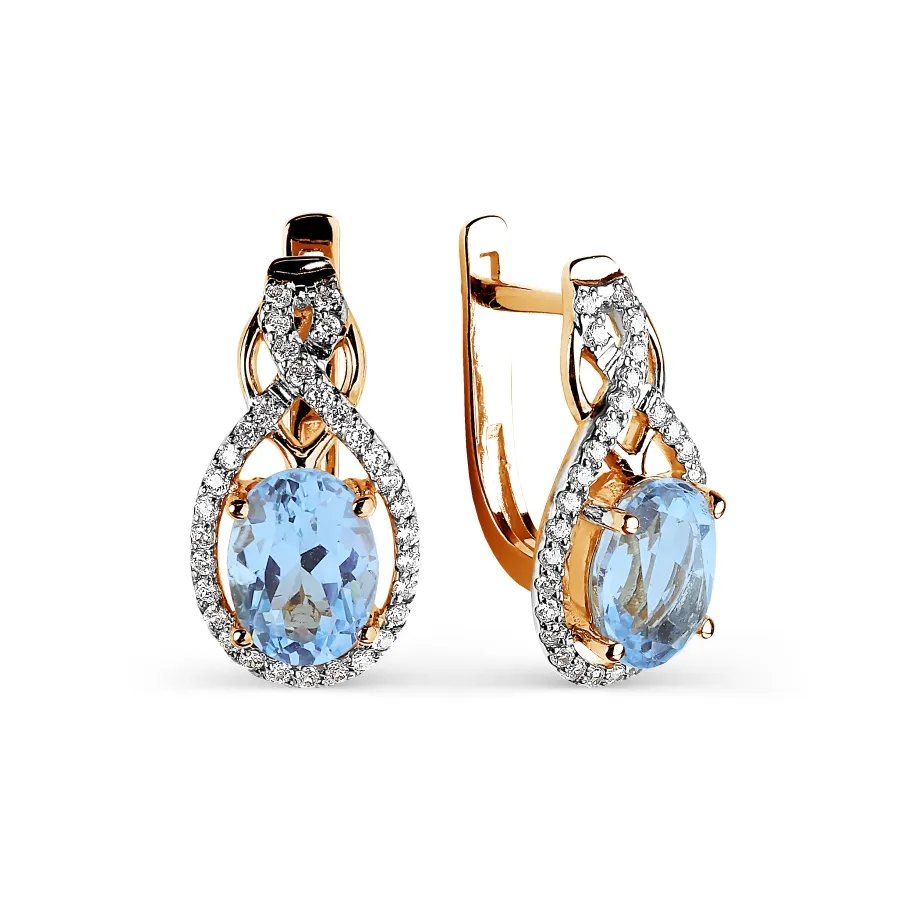 Cercei din aur roșu cu Cubic Zirconia Incolor, Topaz