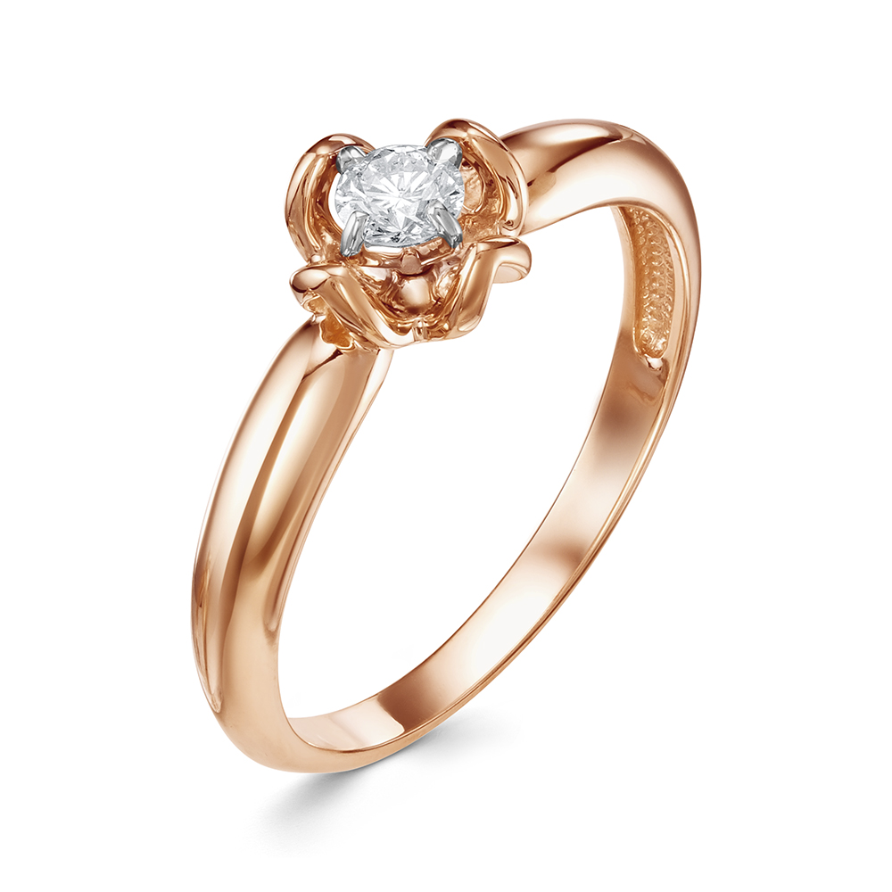 Кольцо из красного золота с камнями Бриллиант