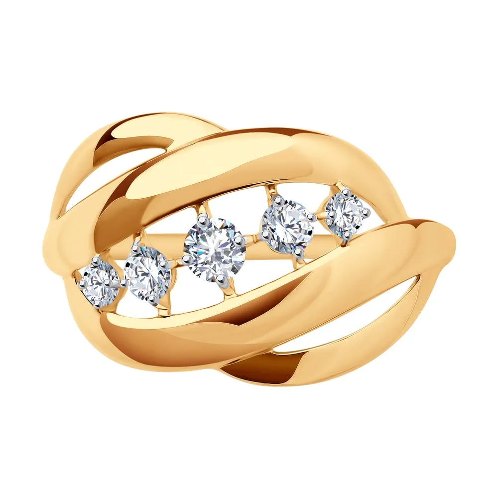 Inel din aur roșu cu Cubic Zirconia Incolor