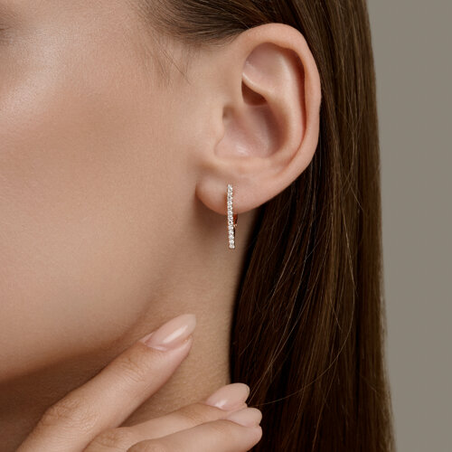 Серьги из красного золота с камнями Бриллиант