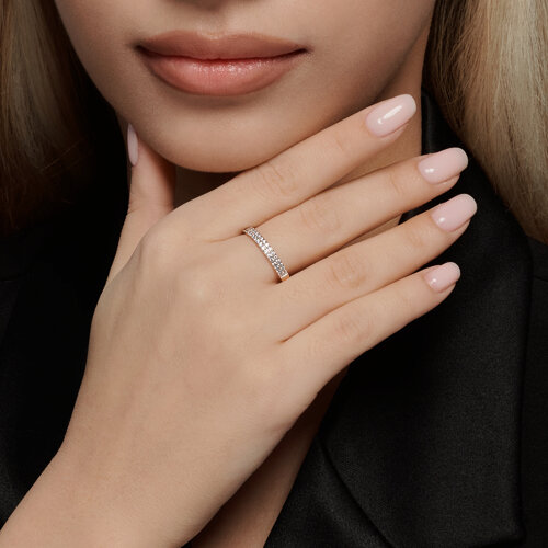 Inel din aur roșu cu pietre Cubic Zirconia Incolor