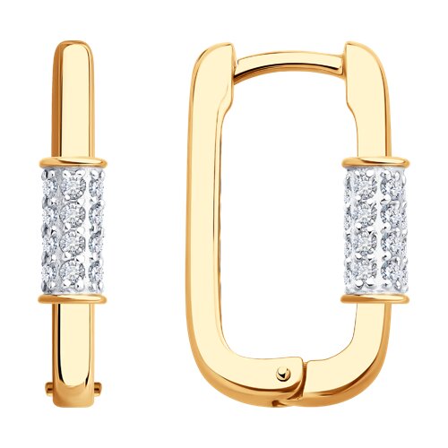 Cercei Creole din aur roșu cu pietre Cubic Zirconia Incolor