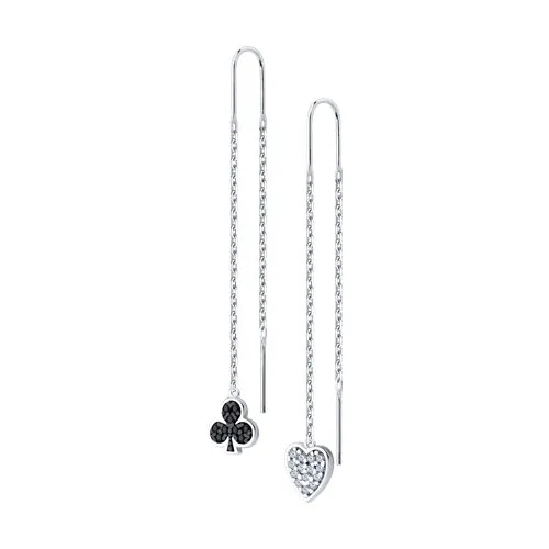 Cercei Lanț din argint cu Cubic Zirconia Incolor, Cubic Zirconia Negru