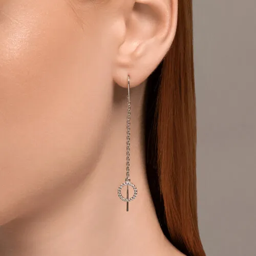 Cercei Lanț din argint cu Cubic Zirconia Incolor