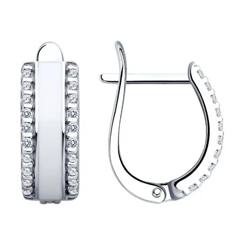 Cercei din argint cu Cubic Zirconia Incolor, Emailare