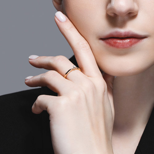 Кольцо из белого и красного золота с камнями Бриллиант