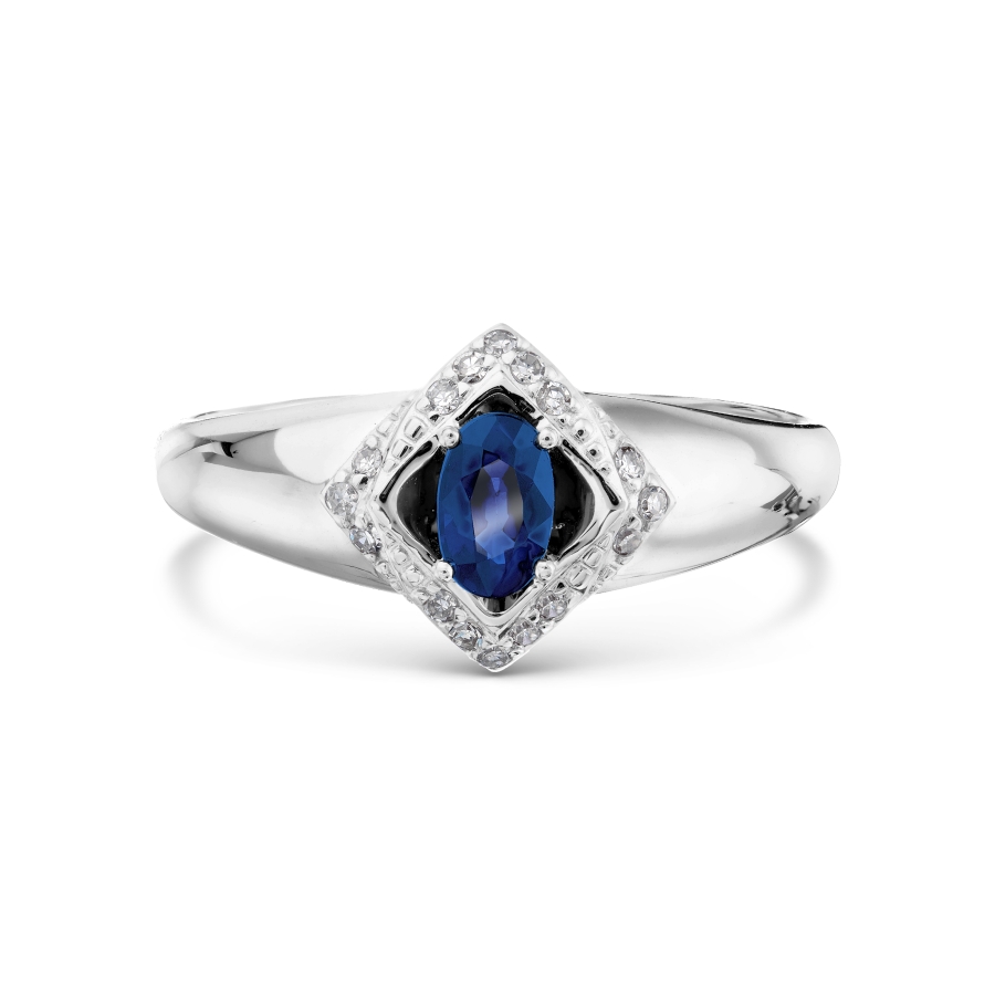Inel din aur alb cu pietre Diamant, Safir