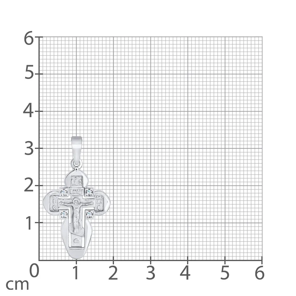 Cruce din aur alb cu Cubic Zirconia Incolor