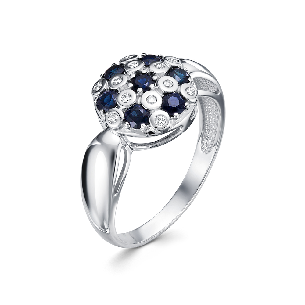 Inel din aur alb cu pietre Diamant, Safir