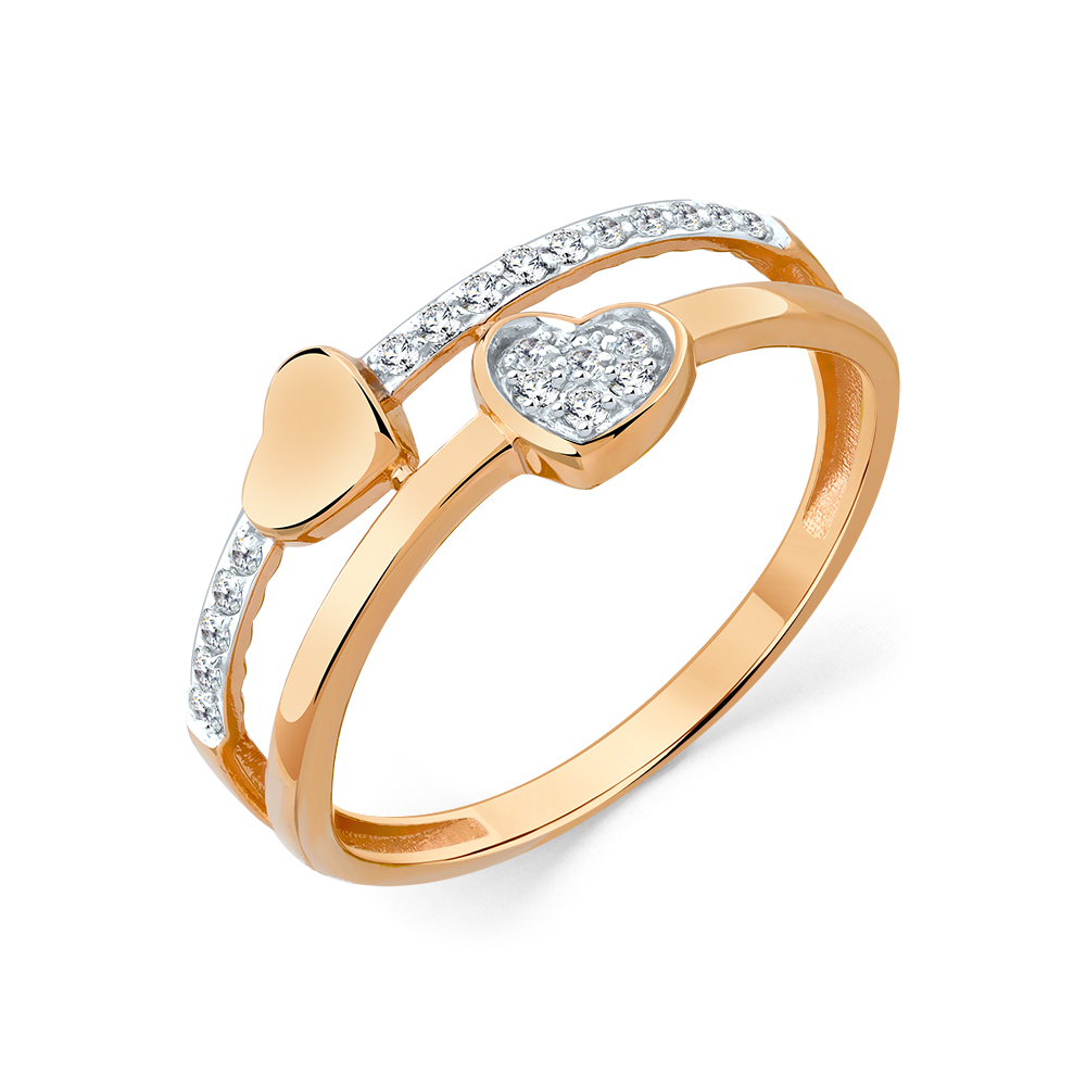 Inel din aur roșu cu Cubic Zirconia Incolor