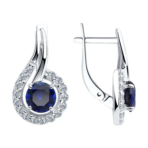 Cercei din argint cu Cubic Zirconia Incolor, Corindon