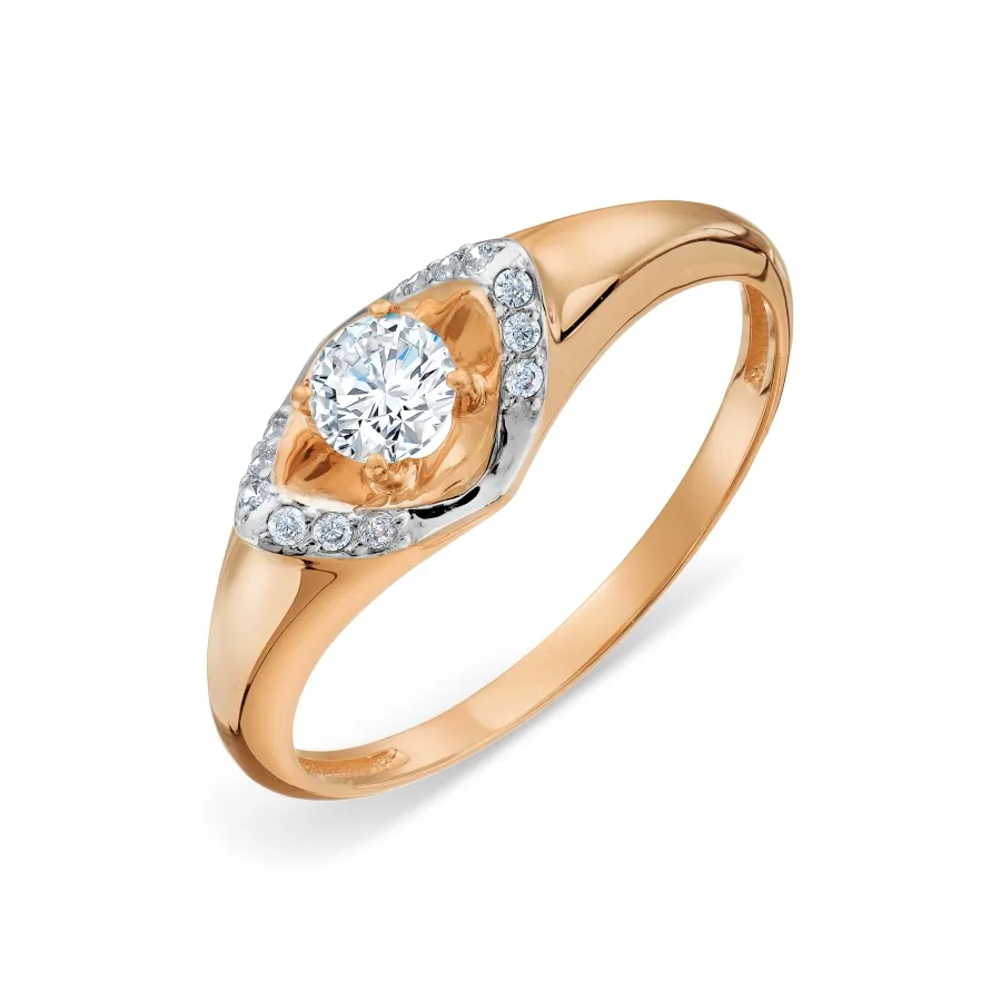 Inel din aur roșu cu Cubic Zirconia Incolor