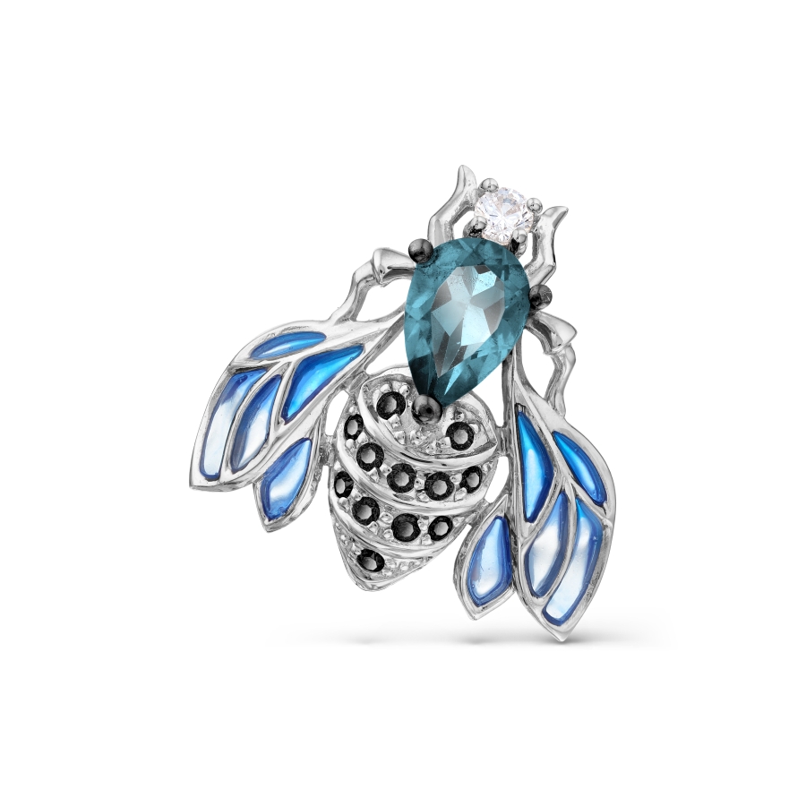 Pandantiv din aur alb cu pietre Cubic Zirconia Incolor, Nanocristal și Topaz London